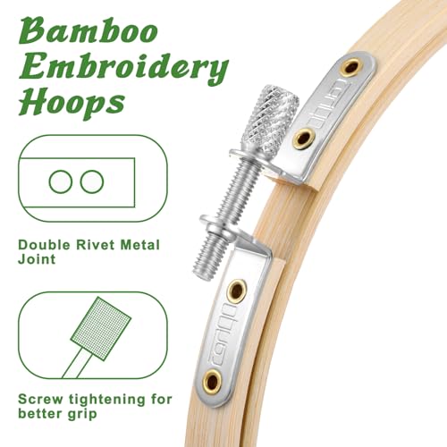 Image of simarro 2 Pieces Embroidery Hoops, 4 inch and 6 inch Round Embroidery Hoops Bamboo Round Cross Stitch Hoops, Adjustable Frame Hoop for Embroidery, Cross Stitch, Art Craft Sewing, and DIY Decoration