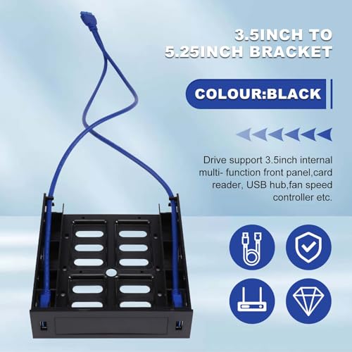 Panel frontal USB 3.0 doble para bahía 5.25 pulg, negro miniatura 5