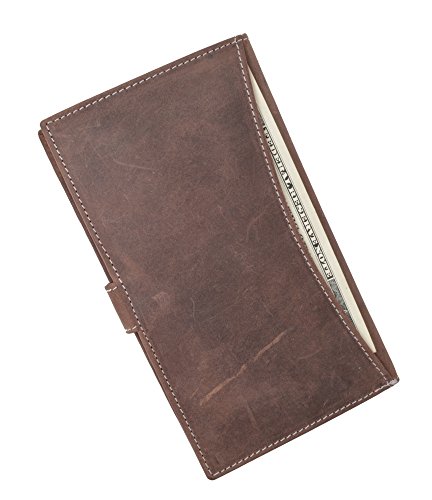 RFID Blocking Bifold Premium Vintage Leather Credit Card ID Holder Long Wallet with Snap Closure (Brown)3