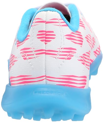 adidas Tênis infantil unissex League Predator Turf, Branco/azul solar/rosa solar, 4 Big Kid