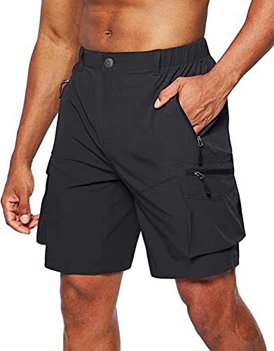 Tansozer Men's Black 2XL Quick Dry Outdoor Hiking Shorts with Multi Pocket for Fishing Camping Casual