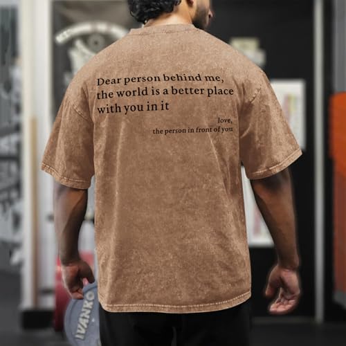Image of Dear Person Behind Me Shirt You are Enough Tshirts for Men Oversized Inspirational Positive Tees Vintage Graphic Tops