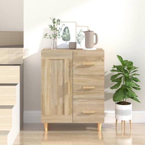 sephironlbb Aparador Sonoma roble 69,5 x 34 x 90 cm, armario de madera con espacio de almacenamiento, armario auxiliar para salón, pasillo o comedor