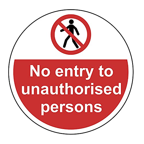 400mm Self-Adhesive No Entry to Unauthorised Persons Floor Sticker - Durable Anti-Slip Vinyl Safety Sign for Restricted Zones & Workplace Compliance