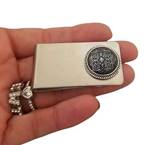 Celtic Cross Money Clip, Steel Metal Wallet Credit Card Holder Gift for Men Handmade by Eastwest Treasures