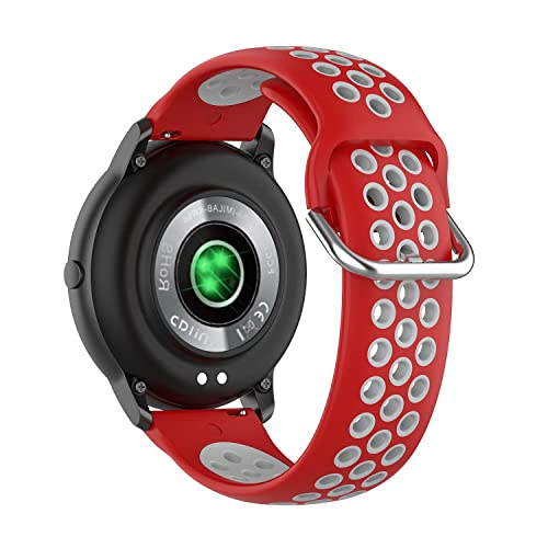 Compatible with Garmin Venu 2 Strap Wristband, 22MM Replacement Silicone Wrist Watch Band for Garmin Venu 2/ Vivoactive 4(Red + Grey)