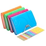 Expanding File Folder ENYIIZE A6 Size 13 Pockets Portable Plastic Document Organiser Expandable Accordian with Colored Labels Index for Receipts, Bills, Checks, Vouchers,4 Pack