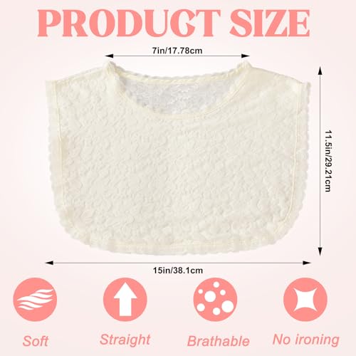 3 Pieces Lace False Collar for Women Modesty Panels Cleavage Cover Lace Crew Collar for Women Under Blouses Favors2