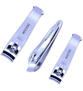 Professional Nail Clippers Set 3 Pack Premium Sharp Stainless Steel Fingernail & Toenail Clippers...