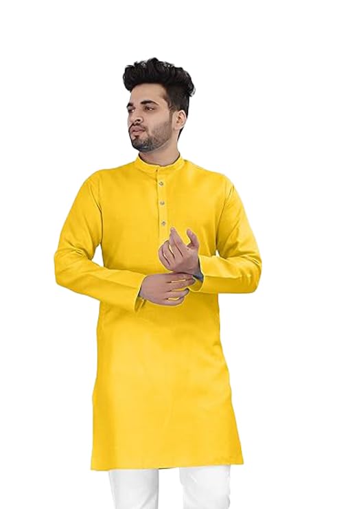 Image of Flossy Men's Cotton Blend Plain Solid Kurta for Men