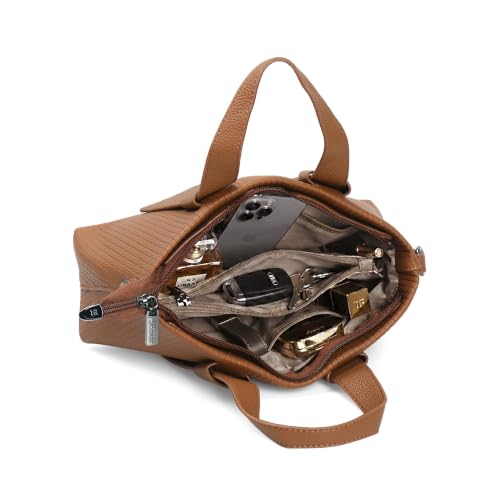 Image of EXOTIC Valeria Satchel Sling Bag for Women | Textured Leatherette Handbag with Top Handle & Detachable Crossbody Strap | Multi-Compartment Structured Purse