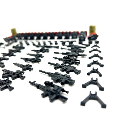 Image of 108 Pcs Military Guns & Weapon Pack, Bricks Accessories for Army Minifigure Block Toys, Soldier Equipment Shields for Army Soldiers Set Building Block Kits