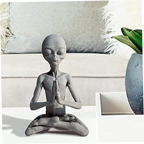 Garden Statues Alien Decor Meditation Ufo Alien Statue Resin Ornaments Novelty Sculptures Figurines For Garden Indoor Outdoor Home Decoration Collection Gift. #TOP4