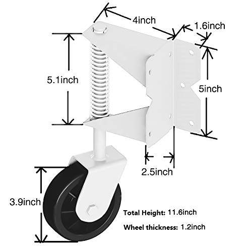 Henson Swing Gate Wheel Gate Caster For Vinyl Gates Heavy Duty Spring Loaded, 3.9-Inch Dia, White #TOP3