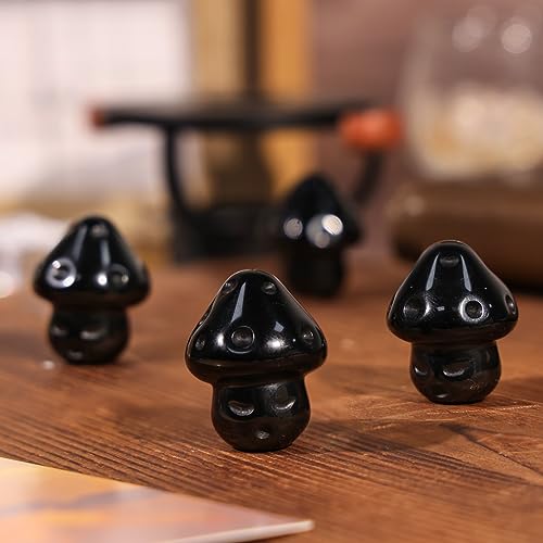 Mini champignon en cristal d'obsidienne Nupuyai, cadeau de bien-être et de relaxation - 4