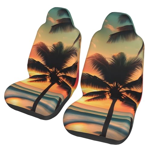 Lot de 2 housses de siège de voiture universelles pour camion et SUV au motif plage tropicale