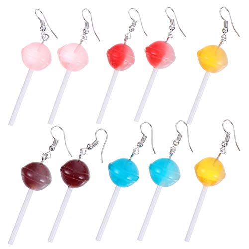 Valicclud Brincos pendentes fofos pirulitos brincos de resina para mulheres e meninas 5 pares