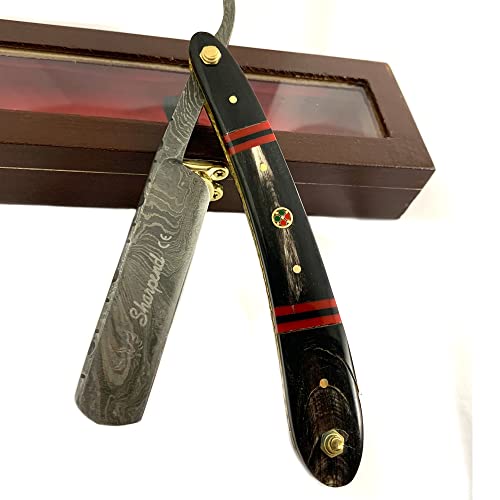 Strong Edges Hand Made Damascus Steel Straight Razor Folding Razor With Shaving Ready Classic Barber Blade Edge, Men Straight Razor, Wooden Case, Close Shave, Great Gift #TOP2