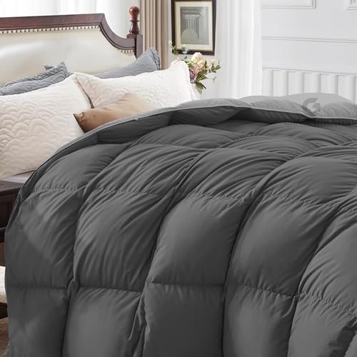 Image of Restful Sleep Reversible All Weather Comforter King Size - Dohar /Rajai /Blanket /Duvet -250 GSM Quilt Soft Microfiber Fill King Size (92 inchX106 inch) - Dark Grey /Silver Grey Color