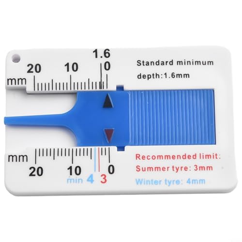 Plastic Tyre Tread Depth Gauge 0-20mm Vernier Caliper for Checking Summer and Winter Tire Wear, Compact Pocket Size Ruler