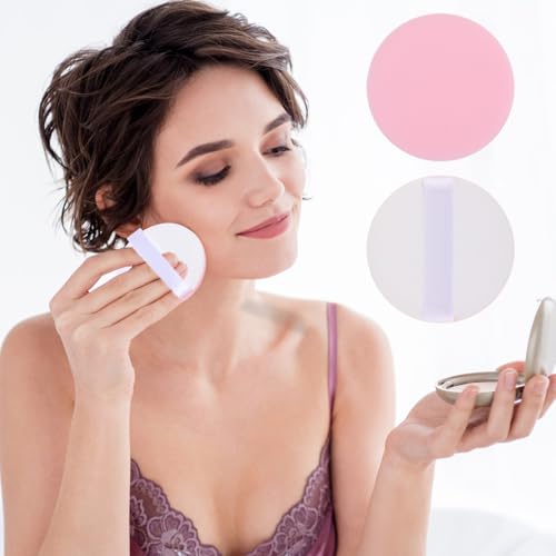 8 Stück Make-up Schwamm Puderquaste, Puderquaste Runde, Hautfarbe Makeup Powder Puff, Foundation Kissen, Nasses Trockenes Makeup Werkzeug, Waschbare Puderquasten mit großem Gesicht für losen Puder