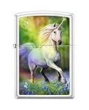 Zippo Lighter -for Anne Stokes Unicorn Horned Horse Fantasy Rainbow Butterfly White Matte Windproof Lighter #Z5330