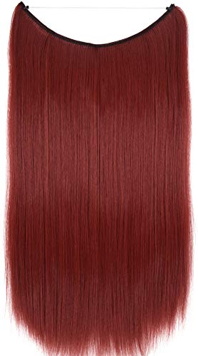 TOPREETY 24"100gr Halo Hair Extensions Elastic Invisible Wire Attached Light red #130M
