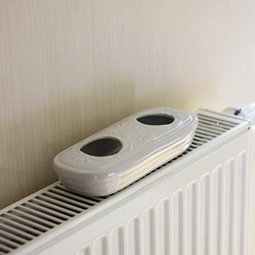Luftbefeuchter 2-teiliges Set aus Keramik neutral schlicht weiß zum Aufstellen auf dem Heizkörper Heizung Kamin Wasserverdunster Diffuser a1653