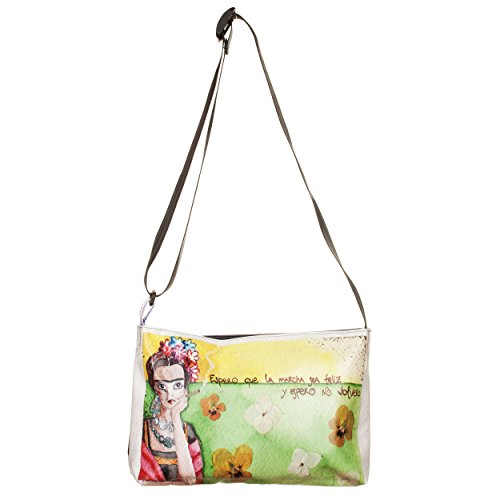 Sac bandoulière porte-PC GAZPACHO Frida Kahlo multicolore en PVC récupéré unique