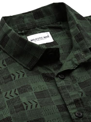 Image of Majestic Man Custom Abstract Printed Pure Cotton Slim Fit Casual Shirt