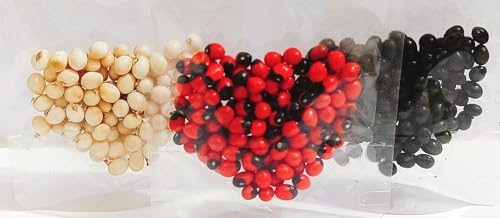 Image of Chirmi Gunja Seeds 30 Grams (10 Grams each /Approx 51 Pcs each)(Red, White & Black Seeds)