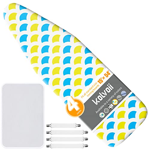 Kolvoii Ironing Board Cover And Pad, Heat Reflective Ironing Faster 4 Layers Iron Board Cover, Scorch And Stain Resistant Pad Covers Fit Standard Boards 15X54 Inch With Elastic Edge-R4596 #TOP6