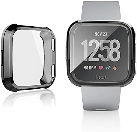 Fitbit Versa Protector Case Cover, Full Frame Screen Protector Soft Slim TPU Shell Case Flexible Anti-Scratch Bumper Cover for Fitbit Versa Fitness Smart Watch, Women & Men