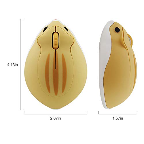Image of SHARE SUNSHINE 2.4GHz Wireless Mouse Cute Hamster Shape Less Noice Portable Mobile Optical 1200DPI USB Mice Cordless Mouse for PC Laptop Computer Notebook MacBook Kids Girl Gift (Yellow)