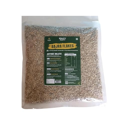 Image of Roasty Tasty Roasted Bajra Flakes 500g | Long-Lasting Energy | Home-Cooked Meal Ingredient | Tasty and Healthy | Gluten-Free, High Fiber, Export Quality | No Added Preservatives