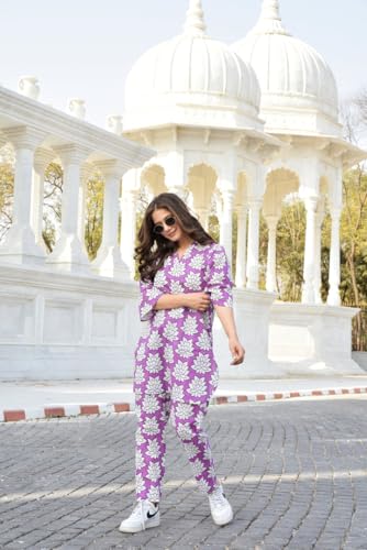 Image of LookMark Women's Printed Cotton Blend Straight Kurta and Pant Set