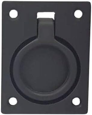 QCAA Solid Brass Large Heavy Rectangular Recessed Flush Ring Pull, 3-5/16"x 2-7/16", Satin Nickel, Made in Taiwan, 2 Pack