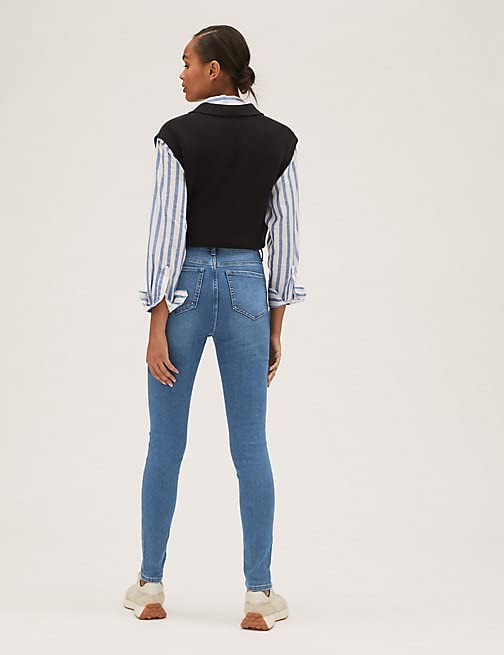 Image of Marks & Spencer Womens Light Wash High Rise Skinny Fit Jeans