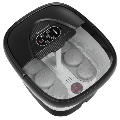 Collapsible Foot Spa with Heat and Remote, Heated Foot Bath Massager with Timer, and 24 Motorized Shiatsu Massage Balls, Foot Soaking Tub Supports Hot/Cold Water Soaking