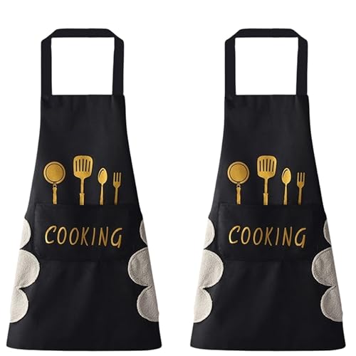 Image of Kraptick Kitchen Apron - Comfortable Cooking Waterproof Apron for Men and Women With Pocket and Side Coral Velvet for Wiping