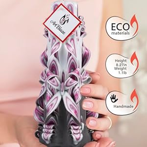 Carved Candles Handmade Candles Long Burning Unscented Decorative Candle Luxury Candles for Home Decor Birthday Anniversary Romantic Relaxing Christmas Gift for Women Crimson Haze