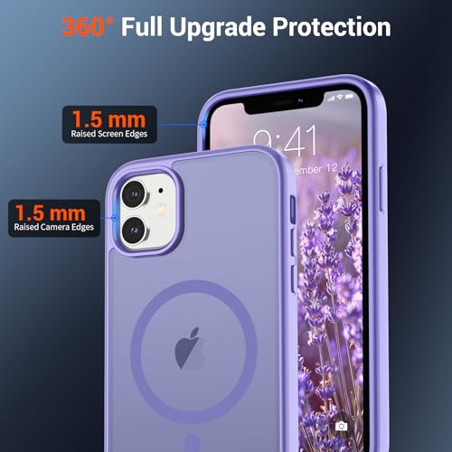 Image of SUPFINE Magnetic for iPhone 11 Phone Case(Compatible with MagSafe)(Military Grade Drop Protection) Slim Translucent Matte Shockproof with Anti-Fingerprint Phone Case,Purple