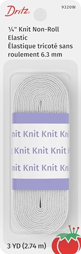 Dritz Knit Elastic, Polyester, White, 1/4-Inch by 3-Yard