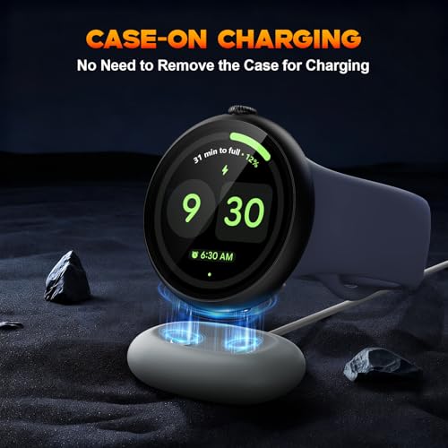 Image of Misxi 2-Pack Case with Screen Protector Compatible for Google Pixel Watch 4 41mm, Direct Charging Shockproof Cover with Tempered Glass for Pixel Watch 4, Black