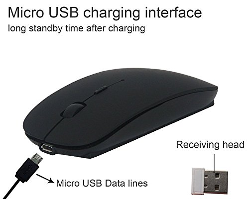 EONHUAYU Wireless Mouse, 2.4G USB Ricaricabile