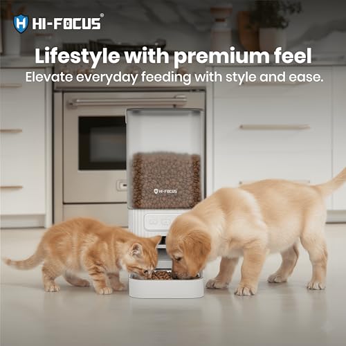 Image of Hi Focus 7L Automatic Cat Feeder with Camera, 5G WiFi Smart Pet Feeder for Cats & Dogs, 1080P HD Night Vision, App Control, 2-Way Audio, Voice Recording, 1-15 Meals, Jam-Free Dispenser