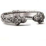 Norse Tradesman Viking Wolf Cuff Bracelet with Celtic Knot - Men & Women Unisex - One-Size-Fits-All - Semi-Adjustable Bangle