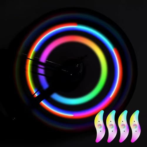 Quwem 4PCS LED Bike Wheel Spoke Lights Multicolour LED 3 Flashing Modes