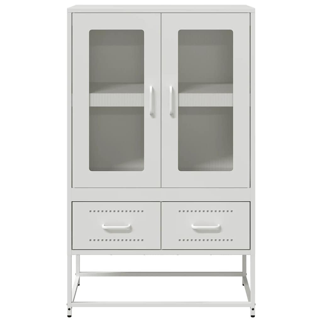 Credenza Bianca 68x39x111,5 cm Acciaio con 4 Scomparti