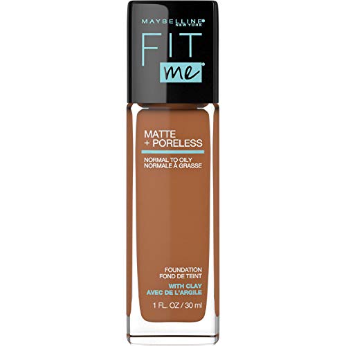 Maybelline Fit Me Matte + Poreless Liquid Foundation Makeup, Warm Coconut, 1 fl oz Oil-Free Foundation